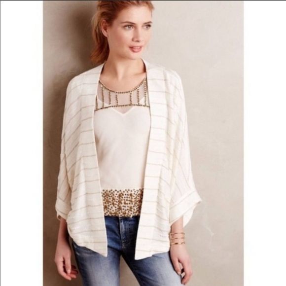 Anthro Dolan Graphite Striped Open Front Cardigan - Picture 1 of 6